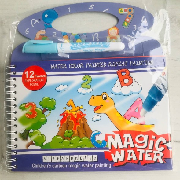 Многоразовая водная раскраска, 8 страниц - Буквы и цифры