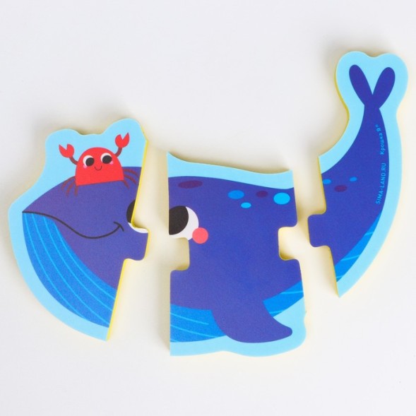 Макси - пазлы для игры в ванне тройные «Морские друзья», 5 пазлов, 15 мягких деталей