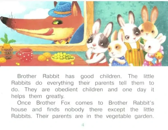 Маленькие крольчата и Братец Лис (на английском языке) Читаем вместе 1 уровень