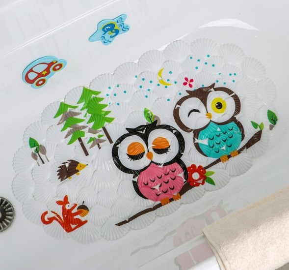 SPA-коврик для ванны на присосках Доляна «Совы в лесу», 37×68 см