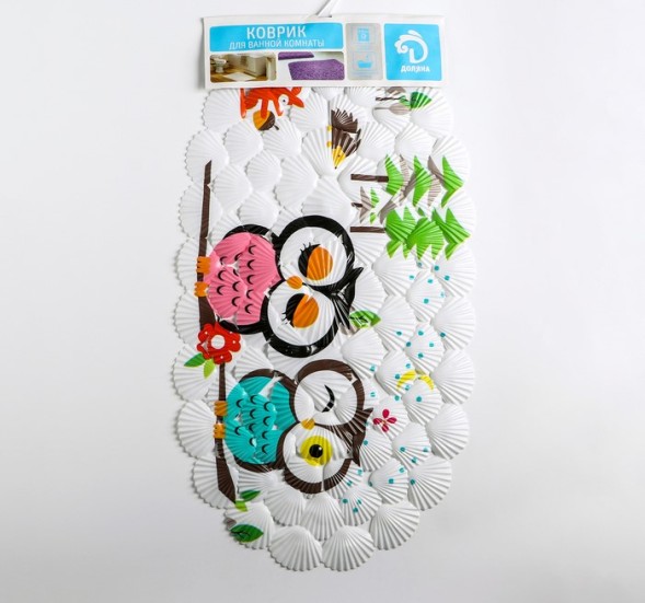 SPA-коврик для ванны на присосках Доляна «Совы в лесу», 37×68 см