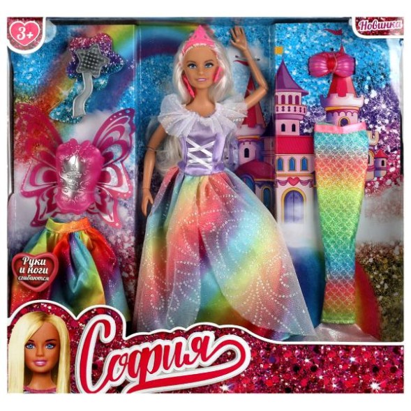 Кукла 29 см София, руки и ноги сгибаются, в комплекте расческа и одежда 3-в-1. ТМ "КАРАПУЗ"