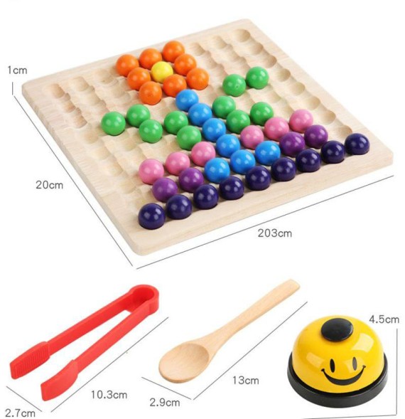 Развивающая игра деревянная мозаика сортер с цветными шариками и мемори