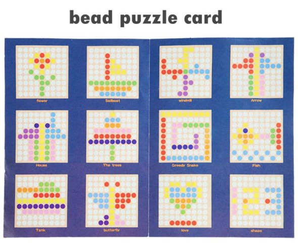 Развивающая игра деревянная мозаика сортер с цветными шариками и мемори