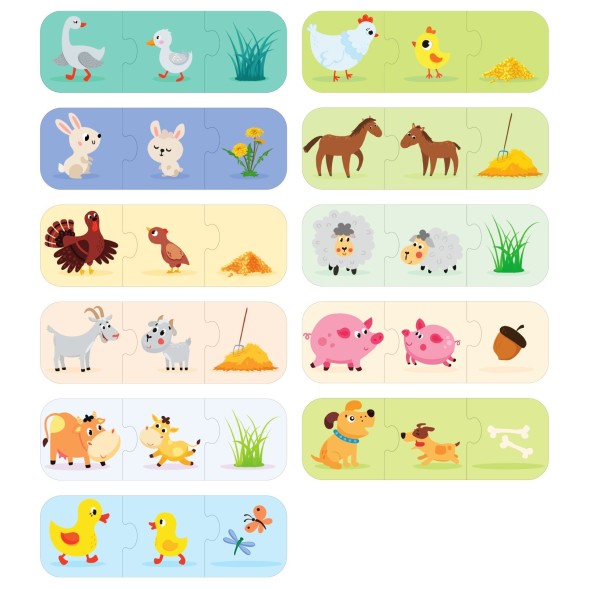 Набор 3 в 1 «Моя ферма»: 11 пазлов-цепочек, книга с наклейками, раскраска