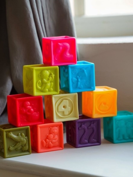 Развивающие мягкие тактильные кубики, 10 шт