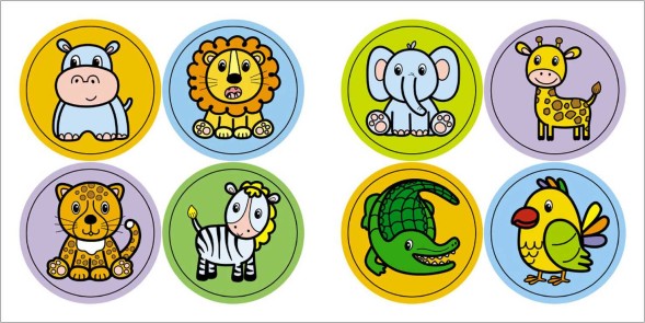 В Африке (Раскрась по образцу), раскраска с наклейками