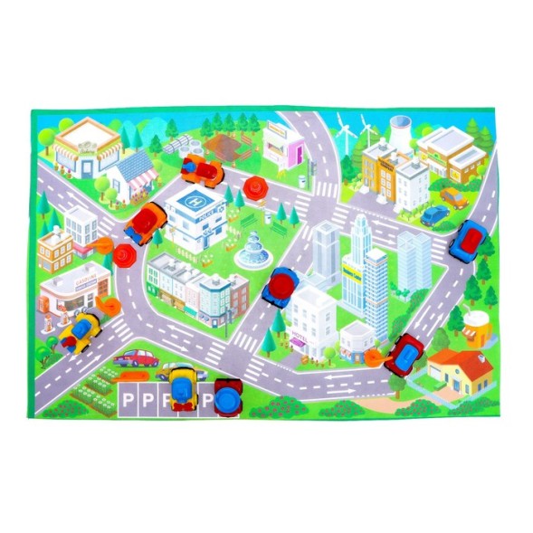 Набор инерционных машин «Город», 8 машинок, коврик и дорожные знаки