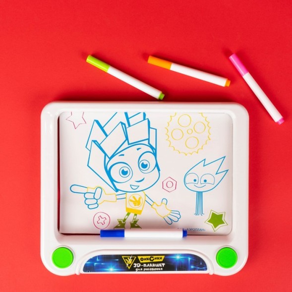 3D-планшет для рисования «Фиксики: Фикси планшет», неоновые маркеры, световые эффекты, с карточками
