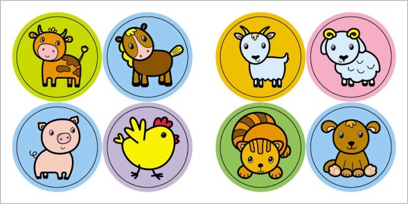 В деревне (Раскрась по образцу), раскраска с наклейками