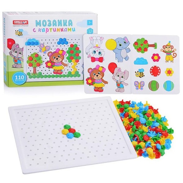 Мозаика с картинками, 110 деталей, диаметр 13 мм