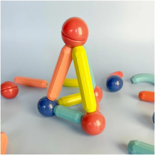 Магнитный конструктор Шарики и палочки, 64 детали