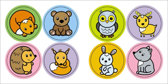 В лесу (Раскрась по образцу), раскраска с наклейками