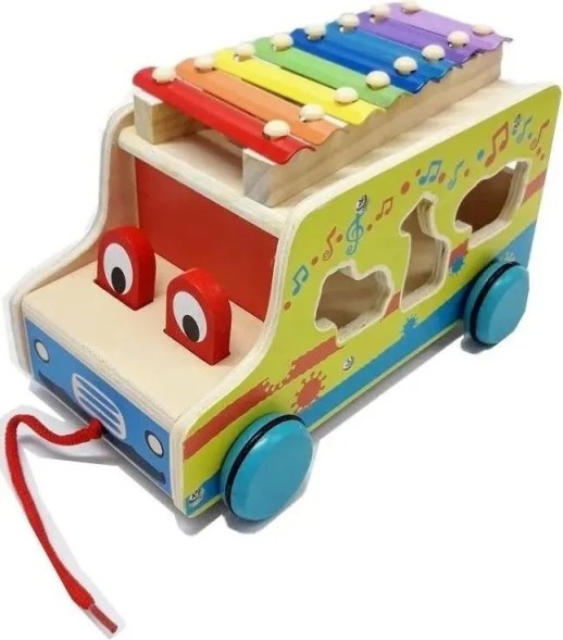 Машинка-сортер для малышей с металлофоном