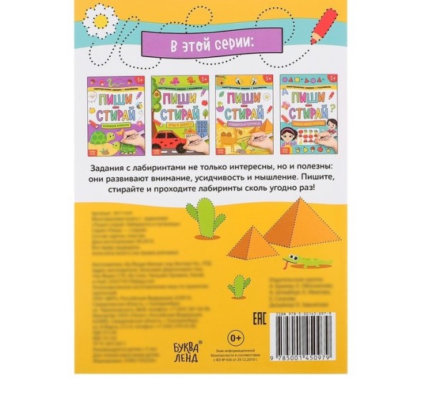 Многоразовая книжка с заданиями «Напиши и сотри. Лабиринты и путаницы», 12 стр.
