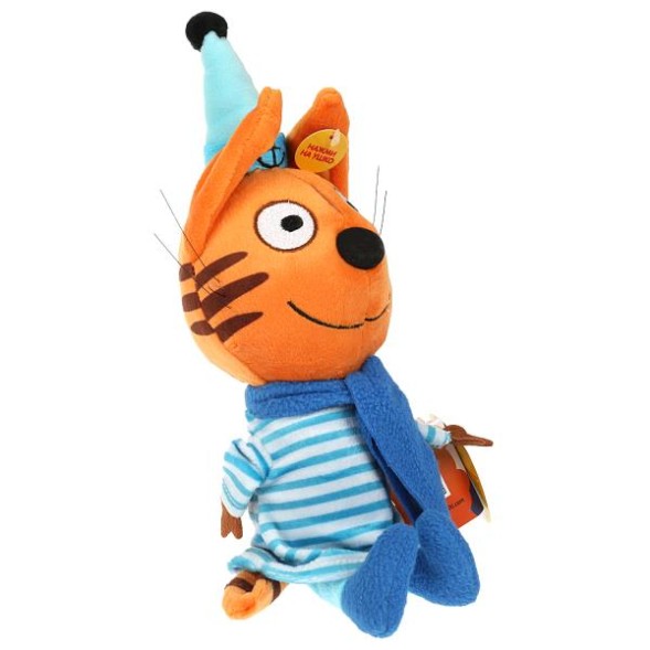 Игрушка мягкая Три Кота Коржик в зимней одежде, 18 см, муз. чип