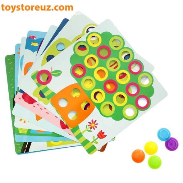 Настольная игра на логику «Весёлые пуговки», 46 пуговок, 10 картинок-шаблонов