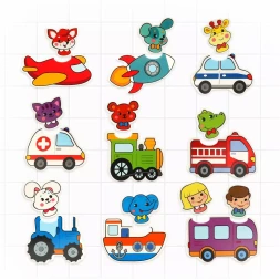 Набор стикеров-пазлов для купания Транспорт, Жирафики