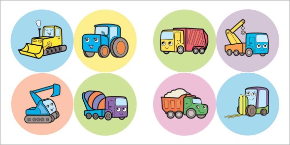 На стройке (Раскрась по образцу), раскраска с наклейками