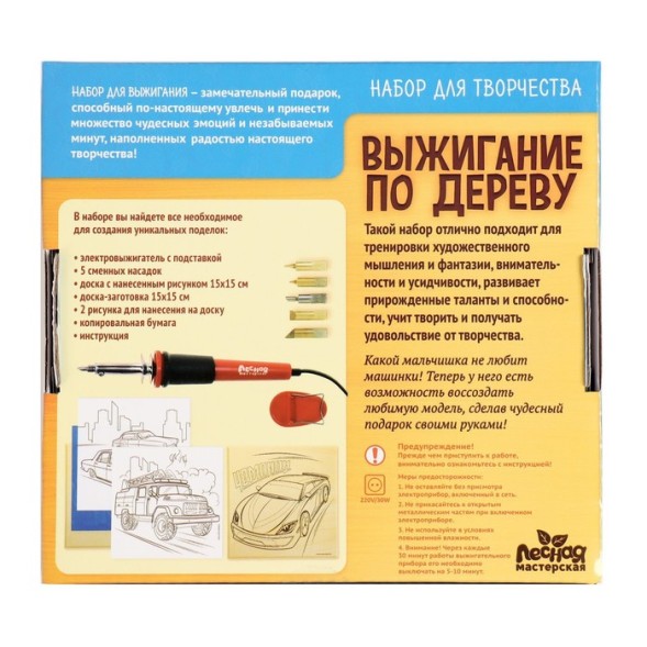 Набор для выжигания и росписи по дереву «Чемпион», Лесная мастерская