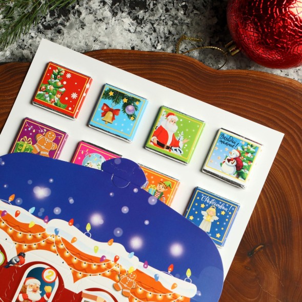 Новый год. Адвент-календарь с шоколадом "Волшебства и чудес", 12 х 5 г