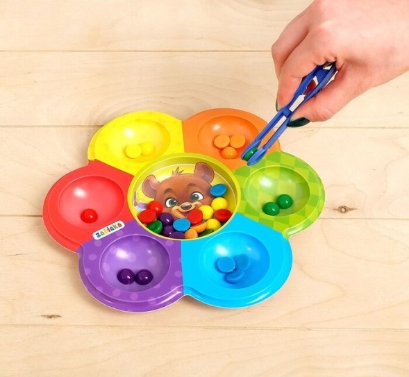 Сортер на 6 цветов «Мишкины конфетки» с пинцетом