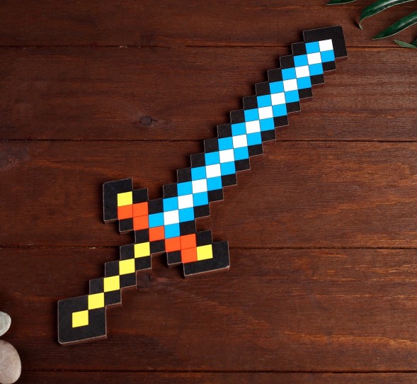 Сувенирное оружие из дерева Меч паладина "Пиксель", 37 см МИКС