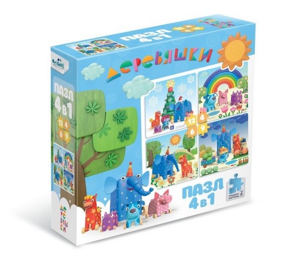 Набор 4 в 1 «Деревяшки. Времена года», 4-6-9-12 элементов