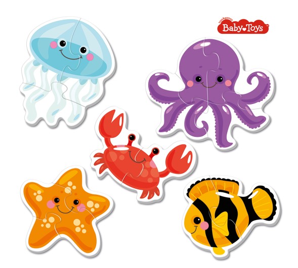 Контурные пазлы «Обитатели моря»