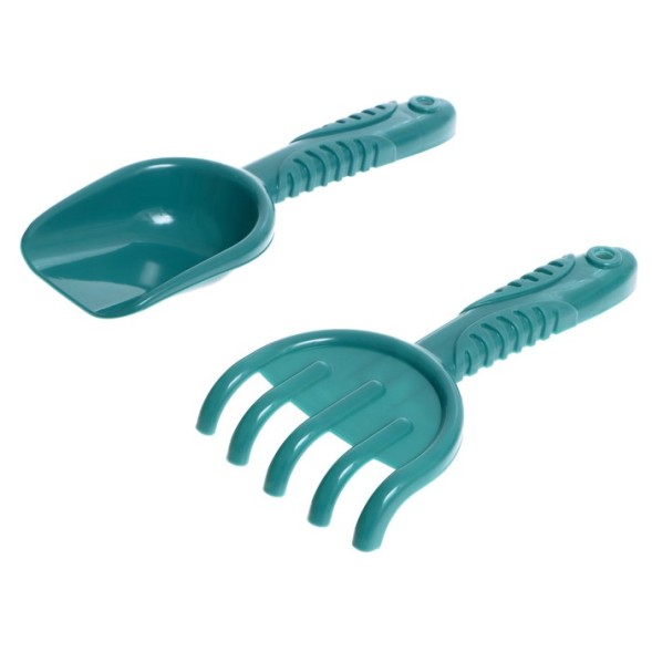 Набор для игры в песке: ведерко, сито, совочек, грабли, 4 формочки