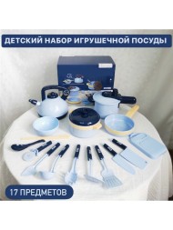 Игрушечный набор посуды, синий, 17 предметов