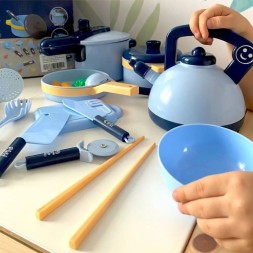 Игрушечный набор посуды, синий, 17 предметов