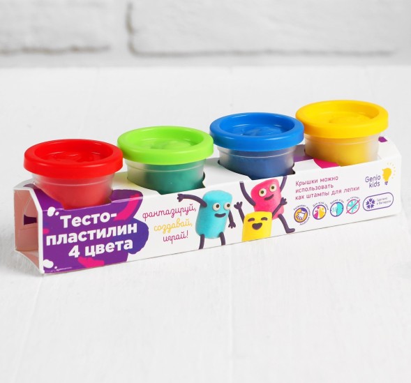 Набор для детского творчества «Тесто-пластилин, 4 цвета», Genio Kids