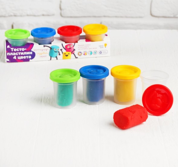 Набор для детского творчества «Тесто-пластилин, 4 цвета», Genio Kids