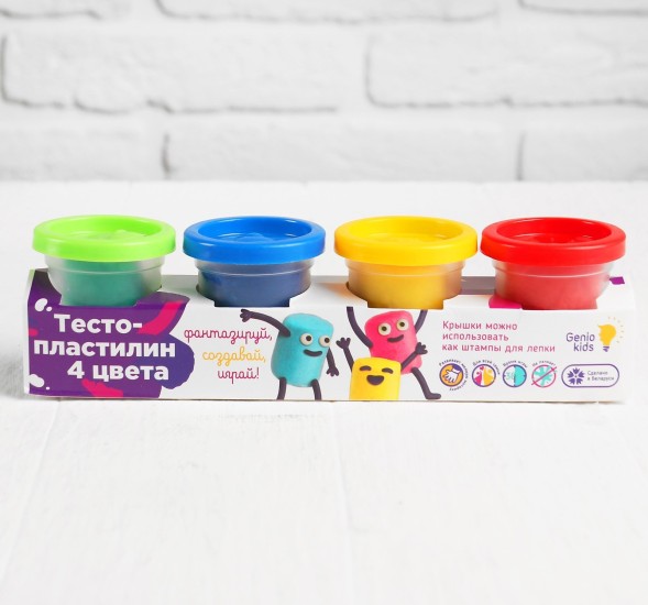 Набор для детского творчества «Тесто-пластилин, 4 цвета», Genio Kids