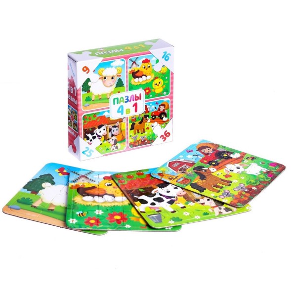 Пазл 4 в 1 «Ферма»