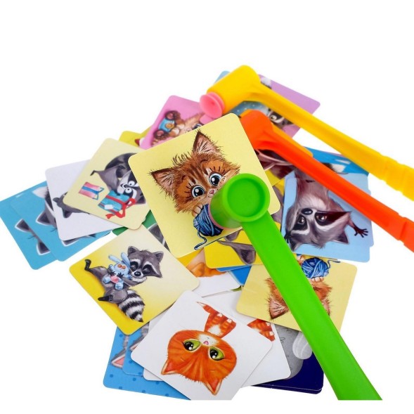 Настольная игра на реакцию и внимание «Весёлые молоточки», котики-енотики