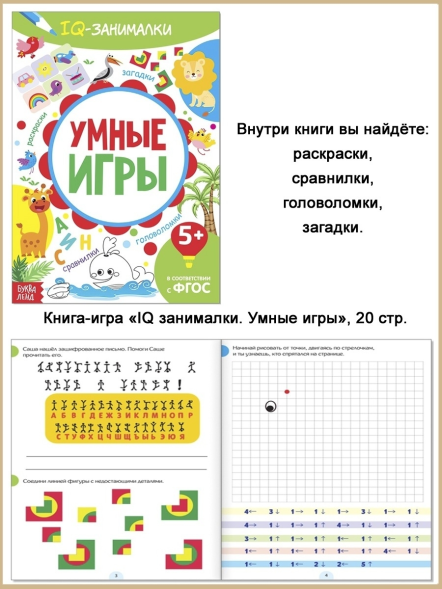 Книга-игра «IQ-занималки. Загадки и ребусы», 20 стр