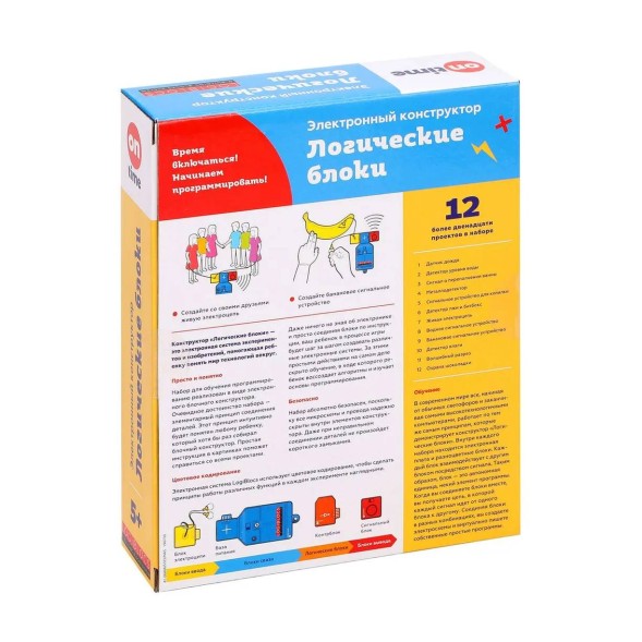 Электронный конструктор ON TIME для детей Логи-блоки 12 проектов
