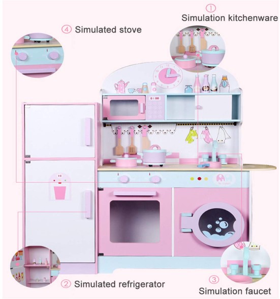 Детская деревянная кухня 101*101 см с аксессуарами