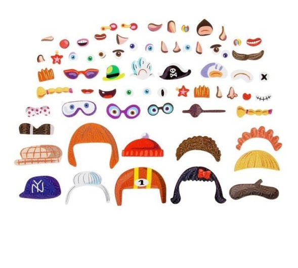 Конструктор магнитный "Весёлые рожицы": карточки, маркер, магнитные элементы! Уценка: не хватает крепления для магнитной доски