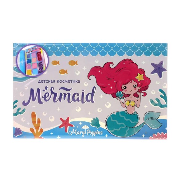 Палетка картонная Mary Poppins Косметика детская Тени для век глаз и блеск помада глиттер. Русалка