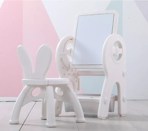 Стол для конструирования 2 в 1, магнитная доска, мольберт, развивающий столик. БЕЛЫЙ