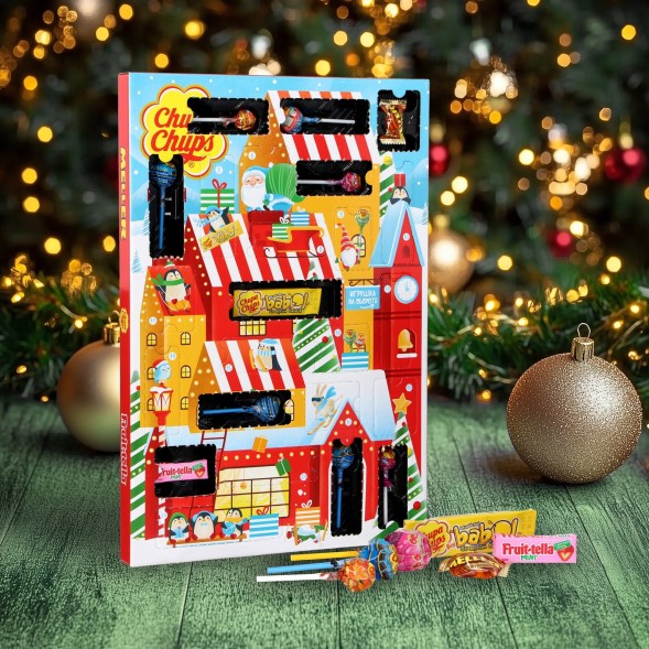 Новогодний сладкий подарочный Адвент-календарь Chupa Chups, Fruittella и Meller, 224 г