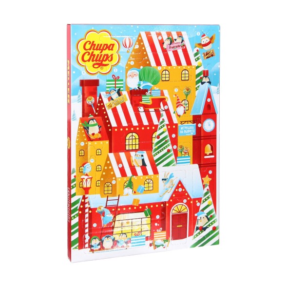 Новогодний сладкий подарочный Адвент-календарь Chupa Chups, Fruittella и Meller, 224 г