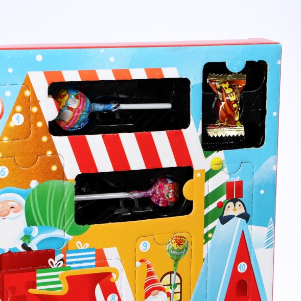 Новогодний сладкий подарочный Адвент-календарь Chupa Chups, Fruittella и Meller, 224 г