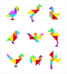 Танграм на магнитах с заданиями