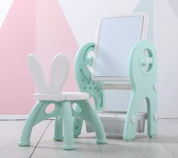 Стол для конструирования 2 в 1, магнитная доска, мольберт, развивающий столик. МЯТНЫЙ