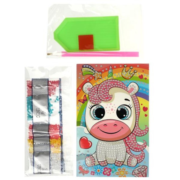 Алмазная мозаика-открытка единорожек, Мульти Арт- УЦЕНКА! Мятая коробка