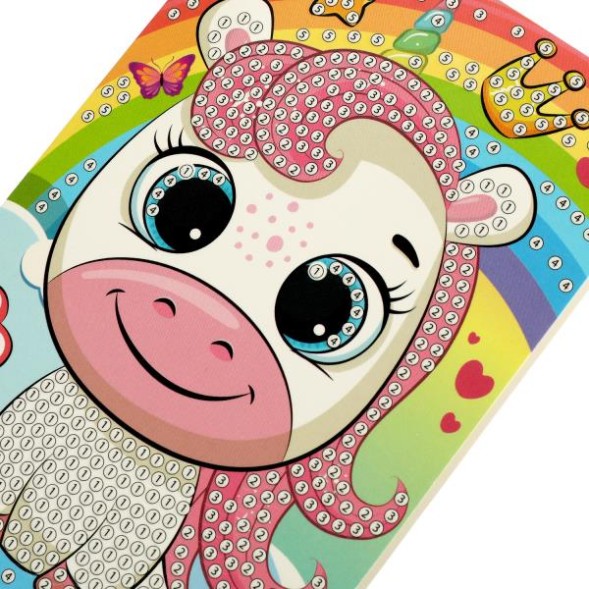 Алмазная мозаика-открытка единорожек, Мульти Арт- УЦЕНКА! Мятая коробка